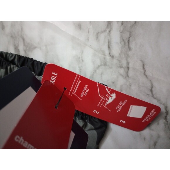 NWT Champion Lightweight Black/Grey Camo Waterproof Windbreaker Jacket Size L - Picture 8 of 12